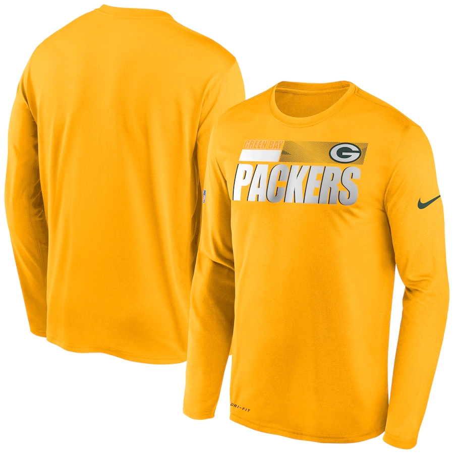 Men's Green Bay Packers 2020 Yellow Sideline Impact Legend Performance Long Sleeve T-Shirt